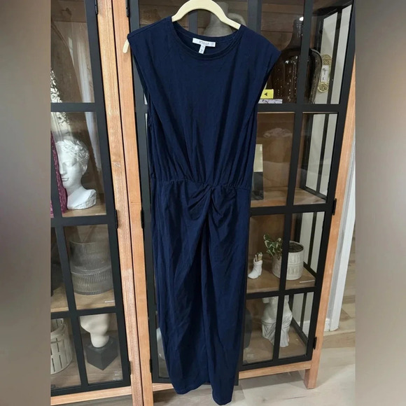 Derek Lam 10 Crosby navy Landry Twist-Front Jersey midi Dress sleeveless knot - Picture 6 of 7